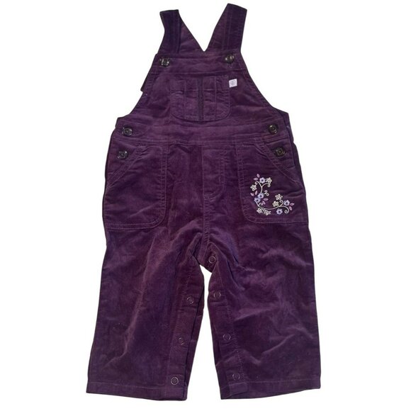 VTG Carter's 9M Purple Corduroy Overalls | Embroidered Floral Baby Jumpsuit - Picture 1 of 8